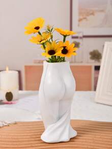 1pc White Vase, Suitable For Home Decor, Bedroom Decor, Office And Students, Storage, Wedding Decor, House Decor, Jewelry Organizer, Party Decorations, The Best Gift