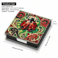 1 件昆虫花卉主题 DIY 钻石艺术 - 精美甲虫图案，多种设计选择，5D 不对称形状水晶钻刺绣套件，黑色仿皮便笺 - 含 160 张 - 理想的手工爱好礼物、办公和学校用品。精美文具。生日和节日创意礼物。 - 彩色 - 查看 8