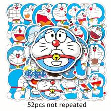 60pcs/Set Doraemon & Cartooon Cat Cute Stickers, Waterproof Stickers For Luggage, Skateboard, Guitar, Car Decoration