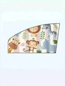 1pc Children Car Window Shade Curtain, Magnetic Summer Baby Sun Blocking Heat Insulation Blind With Cartoon Pattern, Can Be Used As Children Gift