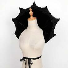 Women's Gothic Vampire Collar Cosplay Cape, Victorian Style, Show Mysterious And Elegant Charm, Suitable For Halloween, Stage Performances And Role-Playing Occasions - màu đen - Xem 5