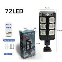 11 000 lm Puissante lumière solaire extérieure, lampe de rue solaire puissante de 200 m², lampe LED solaire étanche IP65 avec capteur