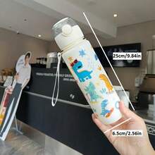 1 个 700ML 可爱卡通印花水瓶，带吸管，防漏，易于清洁，带手柄，适用于运动、健身、办公室、野餐、露营、旅行、节日礼物、生日礼物、周年纪念礼物、毕业礼物、新年礼物、万圣节礼物、圣诞节礼物 - 白色 - 查看 4