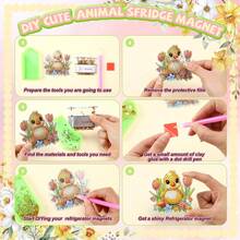 30pcs Cute Animal Rhinestone Diamond Painting Refrigerator Magnets, Botanical Crystal Art Fridge Magnet Set, Suitable For Beginner, Adults, DIY Home Decor, Housewarming Gifts - Multicolor - View 6