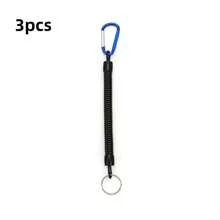 3 Peças Chaveiro de Mola Preta com Mosquetão, Corda de Segurança Extensível, Cinta de Pulso Antiperda Multifuncional