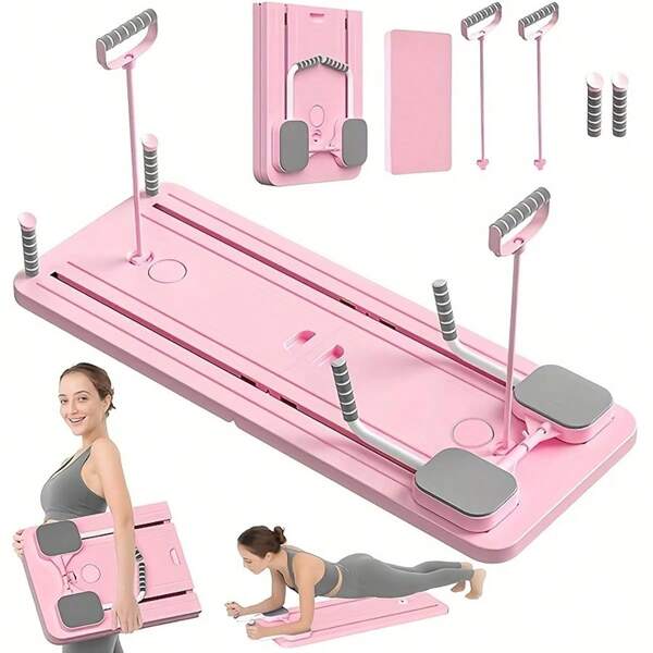 Tabla plegable de Pilates: Entrenador abdominal multifuncional, equipo de entrenamiento de core, equipo de fitness portátil para el hogar y el gimnasio, bandas negras y blancas, regalo ideal para el Día de San Valentín, el Día de la Mujer, el Día de la Madre, equipo de Pilates