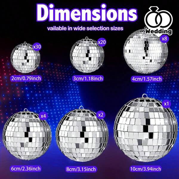 [Discokugel Deko] 65 Stücke Weihnachts-Discokugel - Reflektierende hängende Dekorationen mit Haken - Mini silber Discokugel Ornamente, geeignet für 70er Jahre Disco Hochzeit, DJ Party
