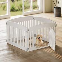 Dog Playpen 4 Panel 24" Plastic Exercise Pen With Door Small Puppy/Medium Dogs Animal Pet For Outdoor, Garden, Yard, RV Camping,White - White - View 1