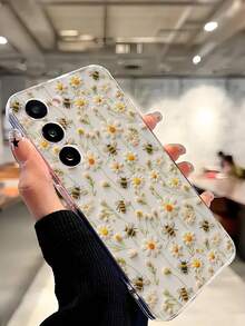 1 pieza Funda de teléfono suave y transparente con flor de margarita y abeja, compatible con Samsung Galaxy A04e/12/A13/A14/A34/A50/A52/A53/A54/S21/S22/S23/S24/S25/S25 Ultra, resistente al agua, a los golpes y a los arañazos - transparente - Ver 8