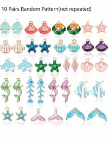 1/5/10/20 pares de encantos del océano para la fabricación de joyas, encantos marinos con temas de playa, surtido de esmalte con animales marinos, estrellas de mar, conchas marinas, colgantes de encanto marinos para collares, aretes, pulseras y manualidades