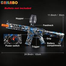 独家金属饰面 M4 电动球形玩具枪 - 高速、可充电，带眼镜 - 生日和派对的完美户外玩具礼物（不含子弹） - 彩色 - 查看 8