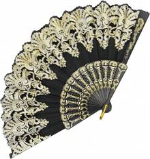 Handheld Chinese Folding Fan Hand Fans For Women Foldable Bulk For Party Wedding Church Dancing (Black) - Black - View 1