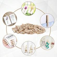 New  100Pcs Clos  String, 1.4Inch Wooden Clos Pins  328Ft Jute Twine, Mini Baby Shower Photo Clips, Natural Brown Clips For Hanging Photo, Clos, DIY Crafts, Wrap Bags - 自然的 - 查看 7