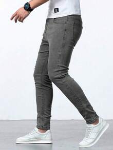Shendy Vendy Men's Slim Fit Pants, Fashion Stretch Skinny Denim Trousers, Classic Men's Jeans With Pocket - 銅色 - 查看 4