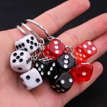 1 pieza Lindo dije de resina 3D con dados, llavero de dados 3D de resina, colgante de llavero de coche, joyería de mochila para hombres y mujeres, regalo