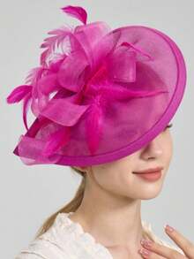 1 件羽毛头饰头带女士茶会帽肯塔基德比帽鸡尾酒婚礼新娘头饰头带夹女士女孩生日母亲节万圣节圣诞节礼物 - 彩色 - 查看 6