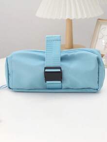 1 件单色时尚铅笔袋，创意收缩扣设计 - 大容量便携式学校文具收纳袋，开学季时尚文具用品，送给老师奖励学生的礼物，铅笔盒，铅笔袋，书包学校用品，开学季