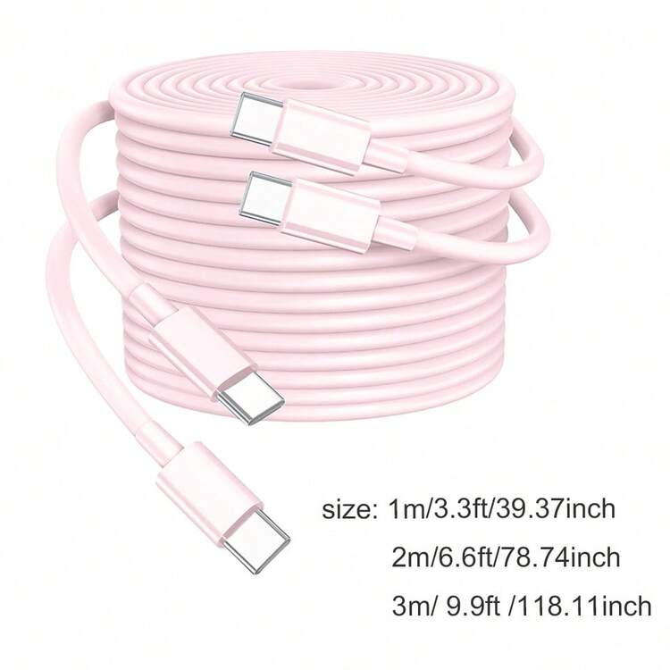 60W USB C To Type C Fast Charging Cable 2Pcs, Type C Charger Cord 3.3ft/6.6ft/10ft, USB C To C Fast Charge Cable, Type-C Mobile Phone Data Cable Compatible With Samsung Galaxy S25/S24/S23/S22/S21/S20, USB-C Car Charger Cord Compatible With IPhone 15/16 Compatible With IPhone 16, 16 Pro Max, 15, 15 Plus, 15 Pro, 15 Pro Max,Compatible With Redmi, Compatible With OnePlus - Multicolor - View 5