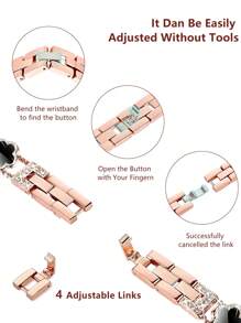 1 pièce Bracelet de montre Apple pour femmes, avec un motif de trèfle à cinq feuilles en diamant et cuivre doré. Bracelet en métal à fleurs d'été, compatible avec les de 38/40/41/42/44/45/46/49 mm, compatible avec les séries Ultra3/2/1/SE/10/9/8/7/6/5 4/3/2/1, accessoires de mode