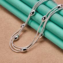 1pc Charm 925 Silver Plated 45cm Exquisite Luxury Snake Chain Tassel Beads Necklace Women Elegant Gift Party Fashion Jewelry Accessories