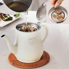 1PC 不锈钢油壶滤油壶，11oZ/13oZ/18oZ/32oZ 油脂容器防漏油，细网过滤器可加热油瓶、储油罐、茶壶，可装油、酱油、豆浆和饮料，适用于家庭厨房、户外野餐饮料壶、餐厅、酒店厨房等