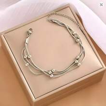 1 pièce Bracelet de perle d'olive minimaliste à 3 lignes, design élégant