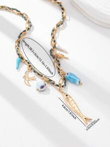 1 pieza Collar con colgante hecho a mano con conchas marinas, estrellas de mar y cangrejo, inspirado en el océano veraniego, joyería de estilo tropical para mujer, accesorio de regalo ideal para vacaciones