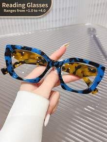 LiMiaoMiao 1pc Women Oval Vintage Reading Glasses, Clear Transparent Computer Magnifying Glasses, Strength +1.0 To +4.0