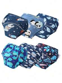 6pcs/Set Adorable Animal Printed Reusable & Washable Potty Training Pants, All-Season Knitted Material, Ideal Gift