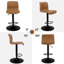 ALFORDSON Juego de 2 taburetes de bar vintage giratorios, altura ajustable, sillas de bar con respaldo para cocina, giratorios, resorte de gas, marrón - Marrón - Ver 6