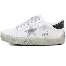 Zapatos planos para mujer - Etiqueta metálica de estrella gris, cola negra blanca SA11 - Ver 3
