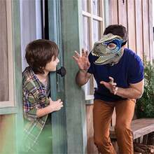 Animal Dinosaur Mask Dino Masks For Opening Jaw Realistic Latex Dinosaur Moving Mask For Cosplay Party Birthday Halloween (Blue) - Blue - View 2