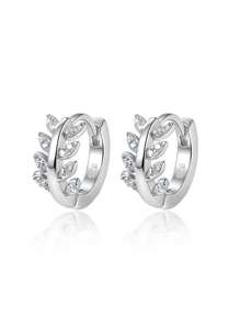 1 Paar 925 Sterling Silber hypoallergene blattförmige Ohrringe - besetzt mit funkelnden kubischen Zirkonias, elegant und glamourös. Perfekt für den täglichen Gebrauch von Teenagern oder Veranstaltungen, ideal als Geburtstags-/Feiertagsgeschenk für Mädchen oder Freunde!
