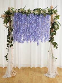 165cm Chiffon Lilac Flower Garland, Party & Wedding Hanging Decor, 1pc. Blue-Purple Artificial Flower Vertical Vines, Hangable. For Wedding Decor, Garden Decor, Living Room Decorations, Room Decor, Outdoor Decor, Home Decor, And Party Decor.