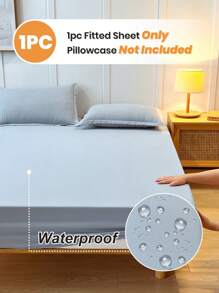 1pc Waterproof Bed Sheet, Bedding, Fitted Sheet, Solid Color Mattress Cover, Soft And Comfortable Bedding For Bedroom, Skin-Friendly Bed Cover, All Seasons, Fits For All Size Beds - Twin, Full, Queen, King, Dustproof Bedspread, Dustproof Non-Slip, Pillow And Pillowcase Not Included, Independence Day,Home Textile, Bedding Gifts, Machine Washable