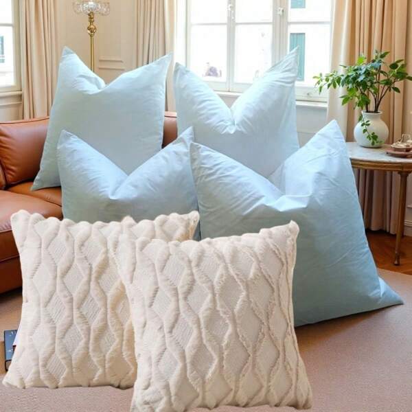 1/2Pcs White Duck Feather Pillow Core, Soft And Fluffy Down Cushion Insert, Decorative Seat Pad, 100% Cotton Cover, White Square Goose Feather Pillow For Beds, Sofas, And Home Decor, Machine Washable (21x21in/20x20in/18x18in/14x21in)
