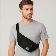 Waterproof Camouflage Plain Waist Bag Reinforced Dividers With Anti-Theft Cell Phone Pocket - 黑色 - 查看 2