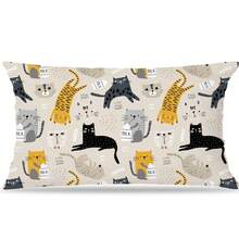 1件装猫咪枕套 12x20 疯狂猫腰枕套 & 猫咪爱好者礼物 & 猫咪家居装饰 单面无枕芯 - 灰色 - 查看 1