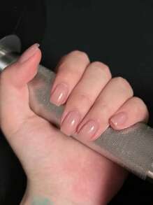 10 piezas de uñas postizas hechas a mano: set de uñas falsas cuadradas cortas de color albaricoque, glamurízate instantáneamente. Incluye 1 pieza de gel de gelatina y 1 lima de uñas