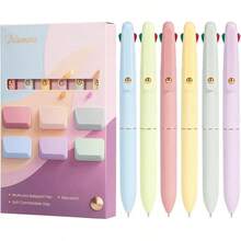 Ddaowanx Multicolor Pens, 4-In-1 Colored Ballpoint Pen 0.5mm Fine Point Smooth Writing,Nurse Accessories Work,Gifts Teen Girls,6-Count - 6 Pcs Macaroon - View 1