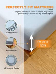 1pc Waterproof Bed Sheet, Bedding, Fitted Sheet, Solid Color Mattress Cover, Soft And Comfortable Bedding For Bedroom, Skin-Friendly Bed Cover, All Seasons, Fits For All Size Beds - Twin, Full, Queen, King, Dustproof Bedspread, Dustproof Non-Slip, Pillow And Pillowcase Not Included, Independence Day,Home Textile, Bedding Gifts, Machine Washable