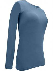 Women's Under Scrub Tee Crew Neck Long Sleeve-Shirt - Stellar Blue - View 4