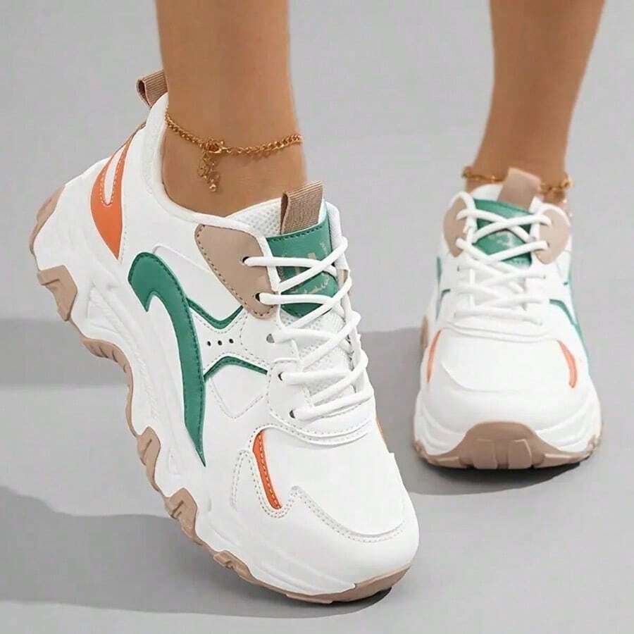 1 Pairs Of Women's Thick Soled Multifunctional Running Shoes. New Spring/Summer 2025 Collection. Mesh Dad Shoes. Soft Soled Sports Shoes. Outdoor Casual Women's Shoes. - White Card - 查看 1