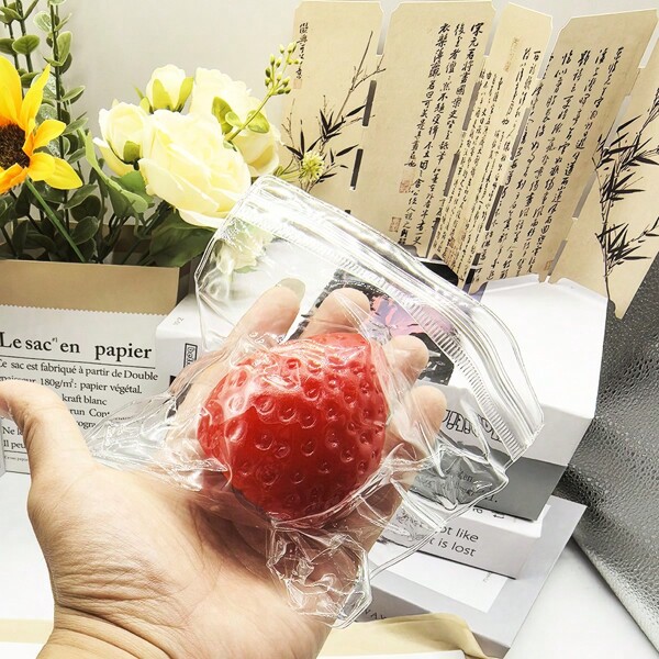 Cute Big Strawberry Squeeze Toys Squishy Relax Toy - Fun Squeeze & Pinch, Perfect For Office, Holidays & Gifts - White/Blue, Best For Valentine's Day,Gift To Lover Anti-Stress Relief Toy, Office Anxiety Release Gadget, Prank Gift