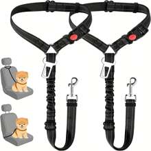Adjustable Two-In-One Pet Car Seat Belt, Retractable Elastic Reflective Dog Leash, Seat Belt Made Of Durable Polyester Fiber, Washable By Hand, With Safety Buckle And Elastic Elastic Buffer, Which Is Very Suitable For Safe Travel With Dogs.