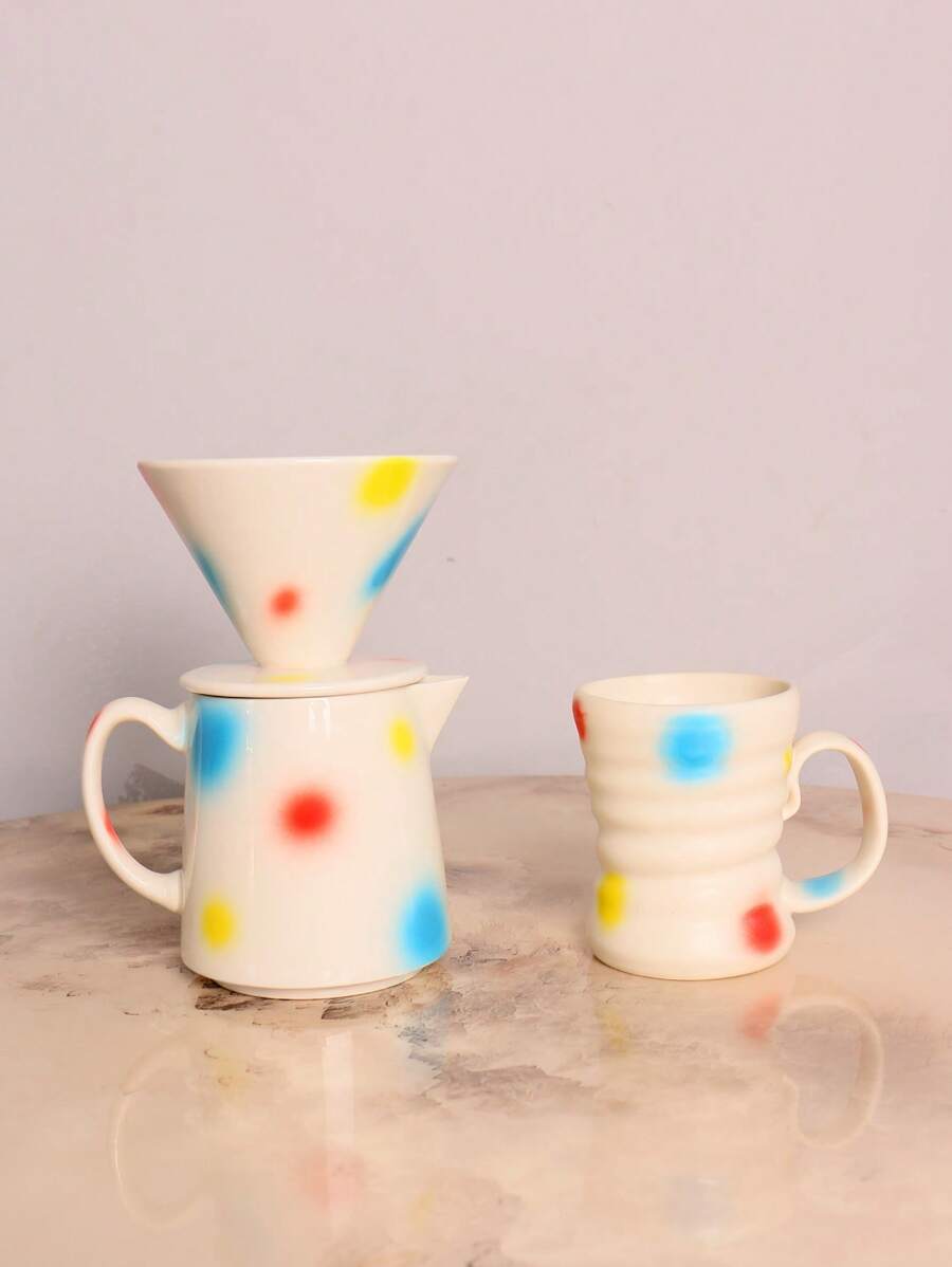 1pc Home/Office Portable Ceramic Coffee Filter Dripper, Ceramic Coffee Filter Pot, Sharing Coffee Pot Set, Japanese Coffee Drip Equipment
