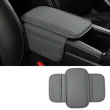 Cojín Universal para reposabrazos de coche, cubierta protectora de cuero PU transpirable para caja de consola central, reposabrazos antiarañazos PGUM - GRIS 1 PIEZA - Ver 13