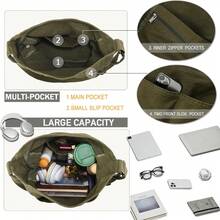 Bolsa de lona informal para mujeres y hombres, bolso mensajero tipo hobo para viaje y trabajo - 1-gris claro - Ver 10