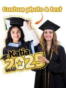 1 件毕业定制大头剪纸，定制巨型胖头，有趣的胖头纸板，个性化面部标志，毕业季拍摄道具，个性化礼物，节日装饰，毕业季的完美礼物 - 彩色 - 查看 1