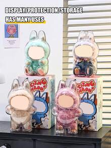 1 Caja protectora transparente para , compatible con la primera y segunda generación, caja protectora de plástico para de pie y sentado, para regalo de fiesta , embalaje decorativo a prueba de polvo, accesorio decorativo colgante para mochila, cubierta protectora para muñecas